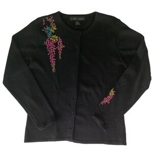 VINTAGE Andre Segere Cardigan Black With Much Embroidery Women’s Size M